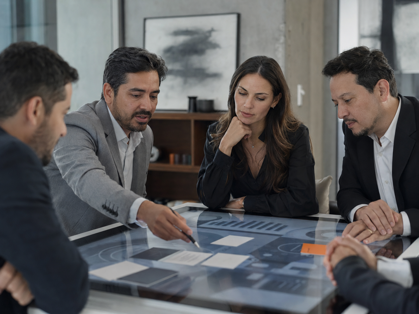 Equipo consultor analizando decisiones estratégicas